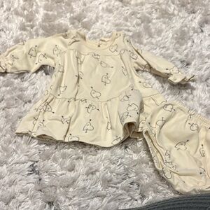 Quincy Mae Cream Dress with Cute Print